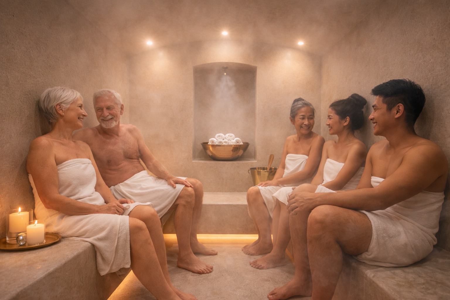 Steam bath and wellness area for relaxation and recovery
